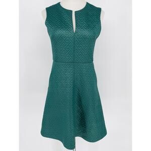 N Natori Quilted Maze Jacquard Fit & Flare L Dress Sz 4 Luxury Cocktail Wedding